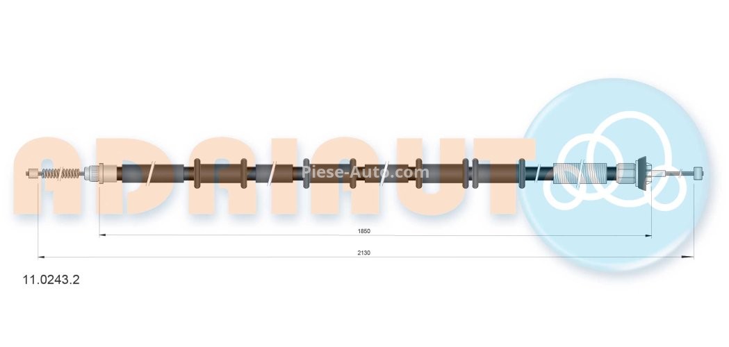 Cablu frână de mână ADRIAUTO, spate, dreapta / stânga (2155mm /1835mm) pentru: FIAT DOBLO, DOBLO/MINIVAN 1.2-1.9D 03.01-