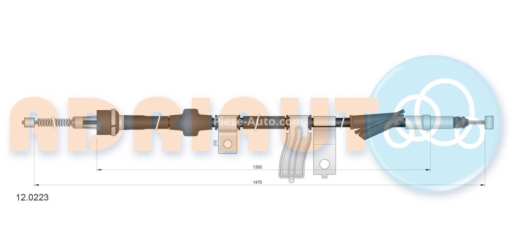 Cablu frână de mână ADRIAUTO, spate, dreapta (1475mm /1275mm) pentru: HONDA CIVIC V, CIVIC VI 1.3-2.0D 10.91-02.01