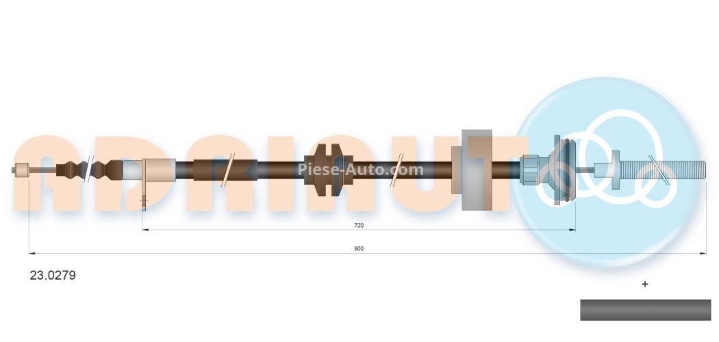 Cablu frână de mână ADRIAUTO, dreapta (900mm /720mm) pentru: LAND ROVER RANGE ROVER III 3.0D-5.0 03.02-08.12