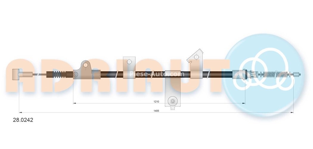Cablu frână de mână ADRIAUTO, spate, stânga (1405mm /1210mm) pentru: NISSAN MICRA II 1.0-1.5D 08.92-02.03
