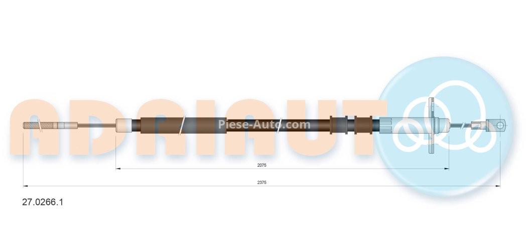 Cablu frână de mână ADRIAUTO, dreapta / stânga (2375mm /2075mm) pentru: MERCEDES G (W461), G (W463) 2.7D-6.0 12.00-
