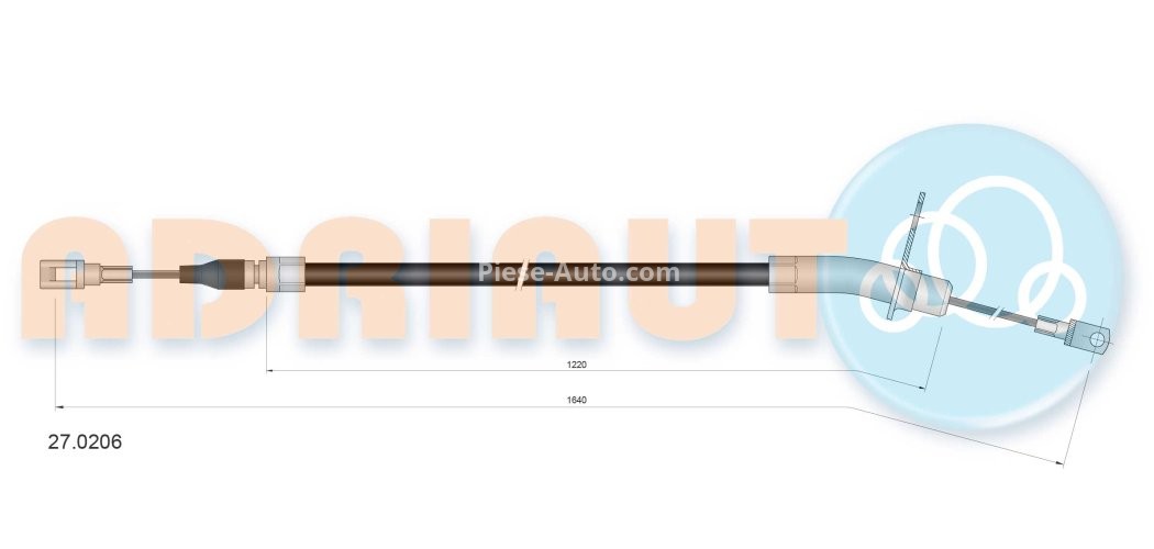 Cablu frână de mână ADRIAUTO, spate, stânga (1640mm /1220mm) pentru: MERCEDES 123 (C123), 123 T-MODEL (S123), 123 (W123), /8 (W115) 2.0-3.0D 01.68-12.85