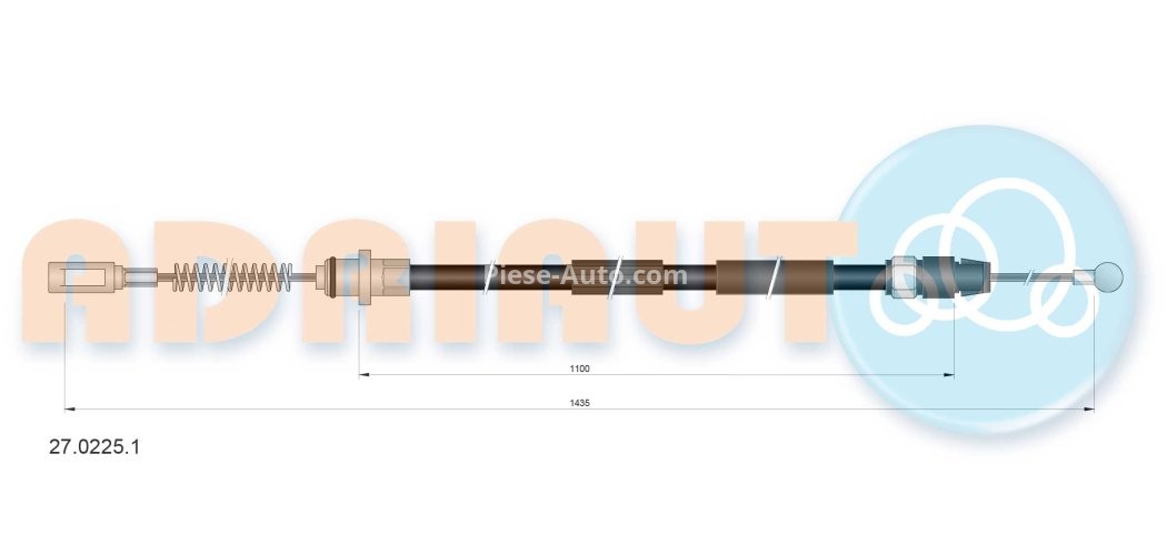 Cablu frână de mână ADRIAUTO, spate, dreapta / stânga (1435mm /1100mm) pentru: MERCEDES SPRINTER 5-T (B906); VW CRAFTER 30-50 2.1D-3.5 04.06-