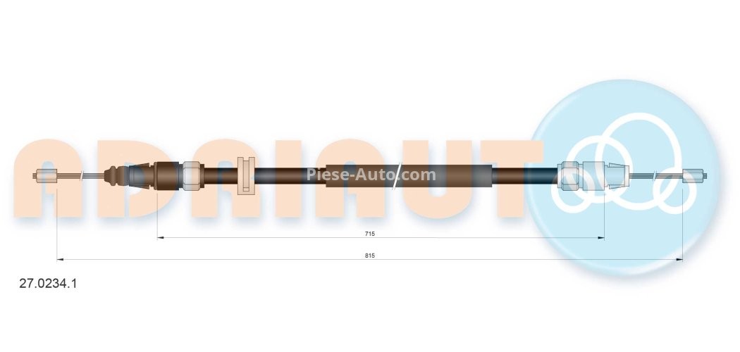 Cablu frână de mână ADRIAUTO, spate, dreapta / stânga (815mm /715mm) pentru: MERCEDES GL (X164), M (W164) 3.0-6.2 02.05-12.12