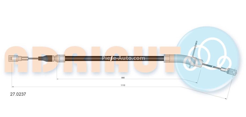 Cablu frână de mână ADRIAUTO, față, dreapta / stânga (1110mm /890mm) pentru: MERCEDES S (C126), S (W126) 2.5-5.5 10.79-06.91