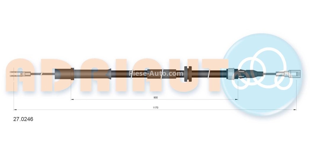 Cablu frână de mână ADRIAUTO, spate, dreapta / stânga (1170mm /900mm) pentru: MERCEDES V (638/2), VITO (W638) 2.0-2.8 02.96-07.03