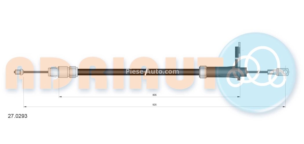 Cablu frână de mână ADRIAUTO, spate, stânga (925mm /805mm) pentru: MERCEDES C (CL203), C T-MODEL (S203), C (W203), CLC (CL203), CLK (A209), CLK (C209) 1.6-6.2 05.00-06.11