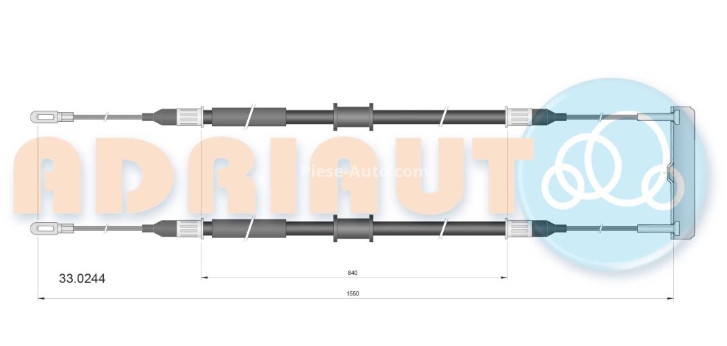 Cablu frână de mână ADRIAUTO, spate, dreapta / stânga (1550mm /840mm /1550mm /840mm) pentru: OPEL OMEGA A, OMEGA B 1.8-3.6 09.86-07.03