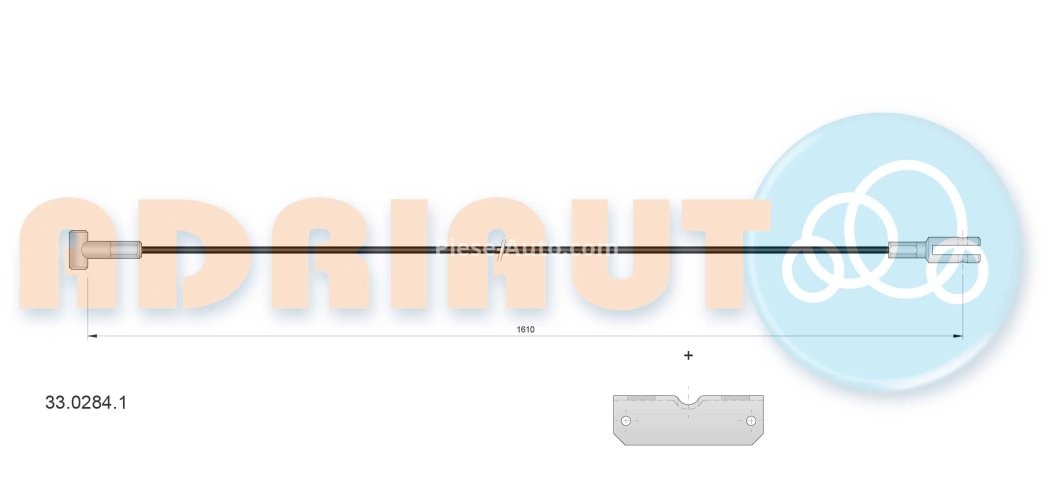 Cablu frână de mână ADRIAUTO, mijloc (1610mm) pentru: OPEL VIVARO B 1.6D 06.14-12.19