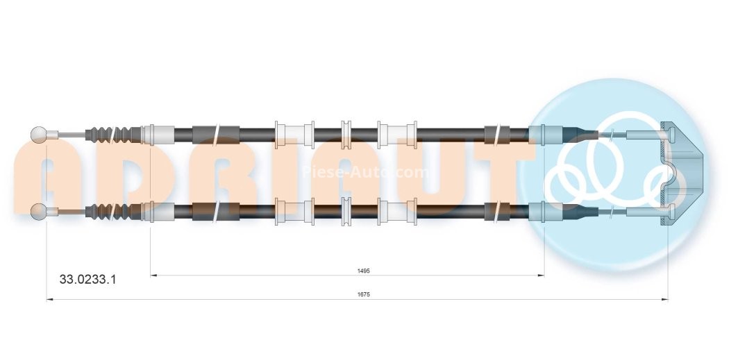 Cablu frână de mână ADRIAUTO, spate, dreapta / stânga (1675mm /1495mm /1675mm /1495mm) pentru: OPEL ZAFIRA A 1.6-2.2D 04.99-06.05
