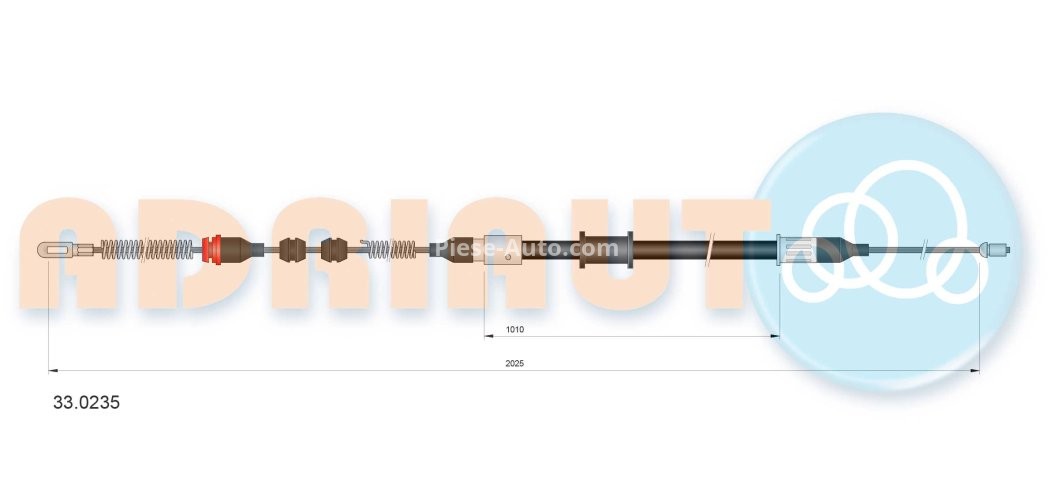 Cablu frână de mână ADRIAUTO, spate, dreapta (2025mm /1010mm) pentru: OPEL ASCONA C 1.3-2.0 09.81-08.88