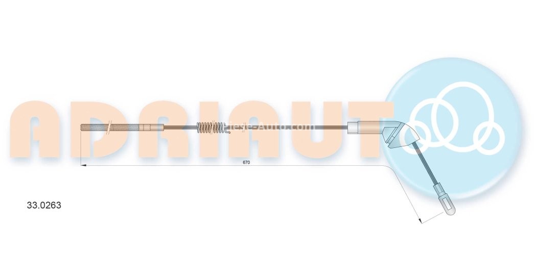 Cablu frână de mână ADRIAUTO, spate, stânga (670mm) pentru: OPEL VECTRA A 2.0/2.5 09.88-11.95
