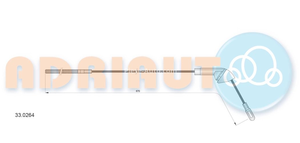 Cablu frână de mână ADRIAUTO, spate, stânga (670mm) pentru: OPEL VECTRA A 2.0 04.88-11.95