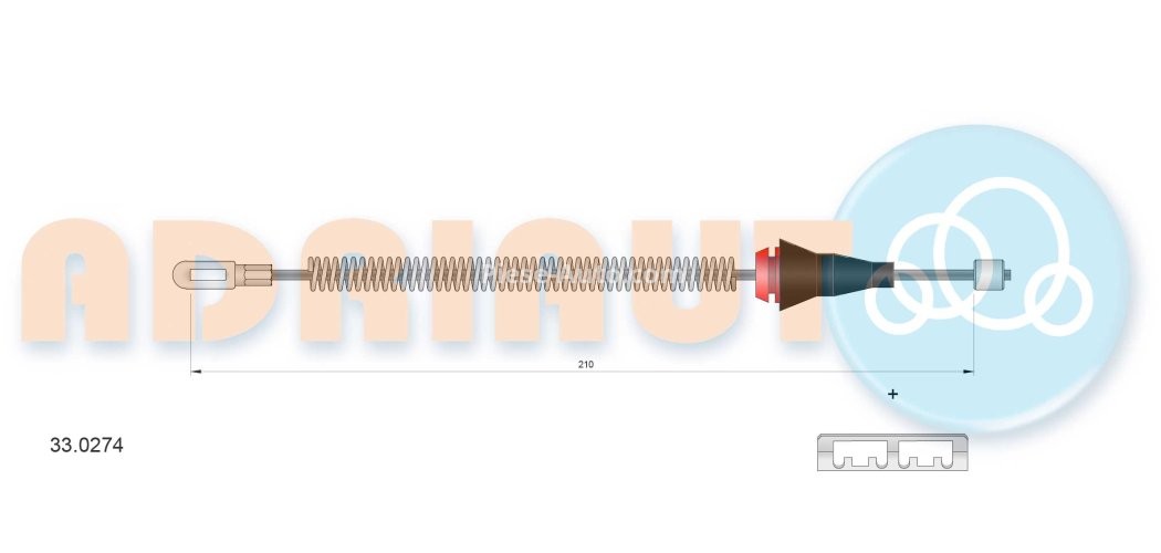Cablu frână de mână ADRIAUTO, spate, dreapta / stânga (210mm) pentru: OPEL VECTRA B 1.6 10.95-07.03