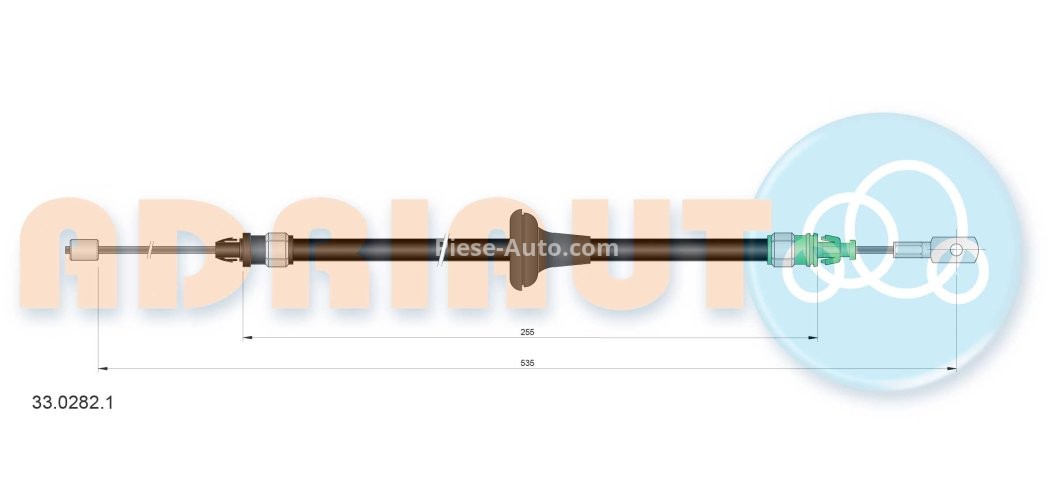 Cablu frână de mână ADRIAUTO, față, (535mm /255mm) pentru: OPEL VIVARO B 1.6D 06.14-12.19