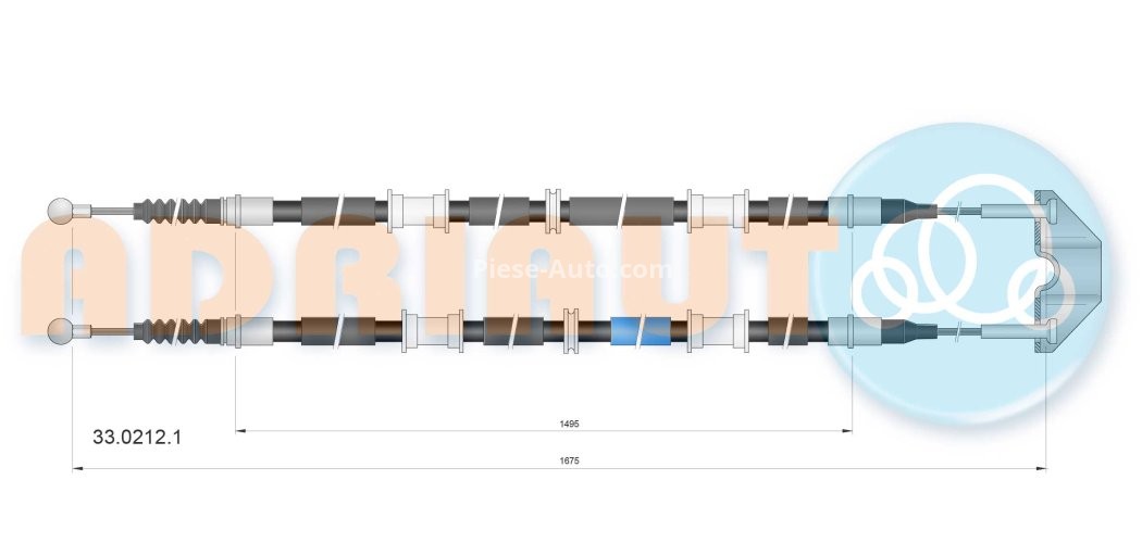 Cablu frână de mână ADRIAUTO, spate, dreapta / stânga (1675mm /1495mm /1675mm /1495mm) pentru: OPEL ZAFIRA A 1.6-2.2D 04.99-06.05