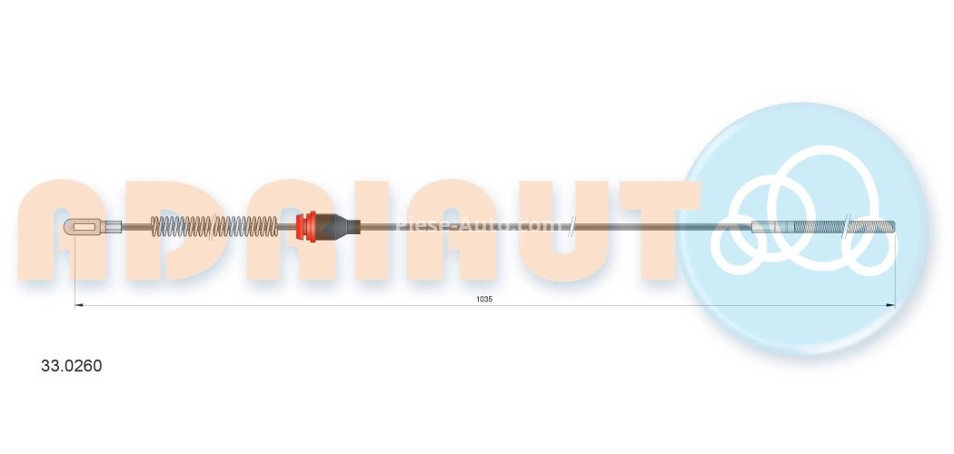 Cablu frână de mână ADRIAUTO, spate, dreapta (1035mm) pentru: OPEL CORSA A, CORSA A TR, CORSA A/HATCHBACK 1.0-1.6 09.82-07.94