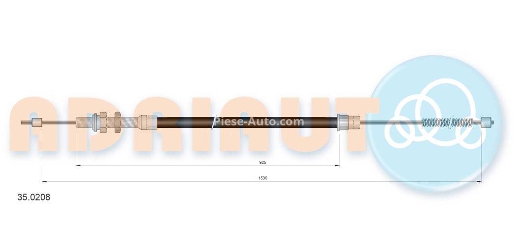 Cablu frână de mână ADRIAUTO, spate, dreapta / stânga (1530mm /925mm) pentru: PEUGEOT 305 II 1.3-1.9D 10.82-07.90
