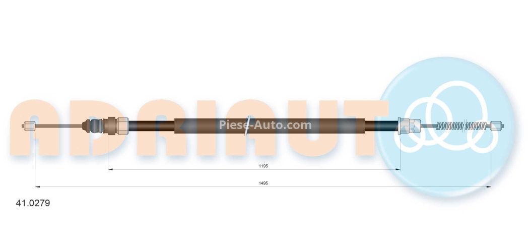 Cablu frână de mână ADRIAUTO, spate, dreapta / stânga (1495mm /1195mm) pentru: RENAULT 21 2.0/2.1D/2.2 06.86-06.94