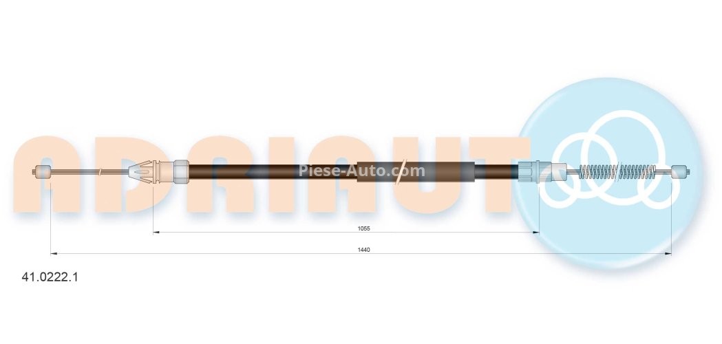 Cablu frână de mână ADRIAUTO, spate, dreapta / stânga (1440mm /1055mm) pentru: RENAULT TWINGO I 1.2/1.2LPG 03.93-06.07