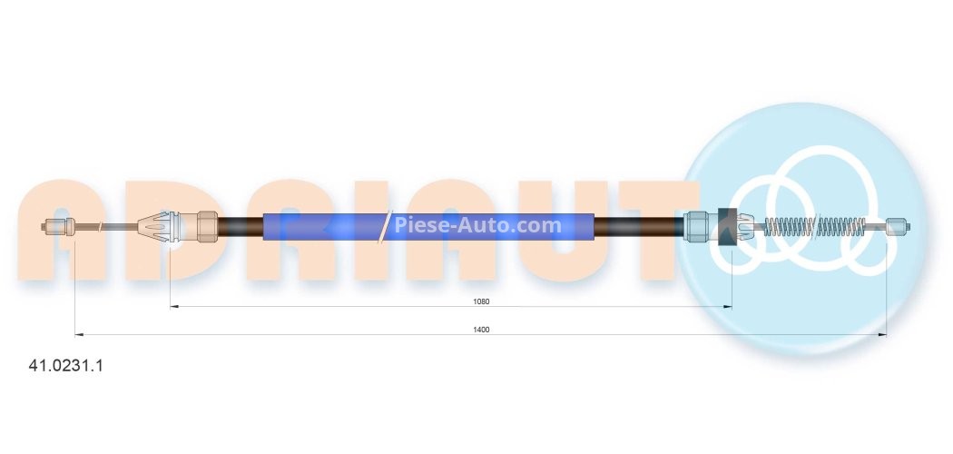Cablu frână de mână ADRIAUTO, spate, dreapta (1400mm /1080mm) pentru: RENAULT CLIO II, CLIO II/HATCHBACK, THALIA I 1.2-2.0 02.98-