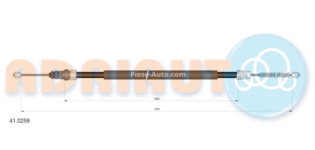 Cablu frână de mână ADRIAUTO, spate, dreapta / stânga (1430mm /1095mm) pentru: RENAULT CLIO I 1.1-2.0 05.90-09.98