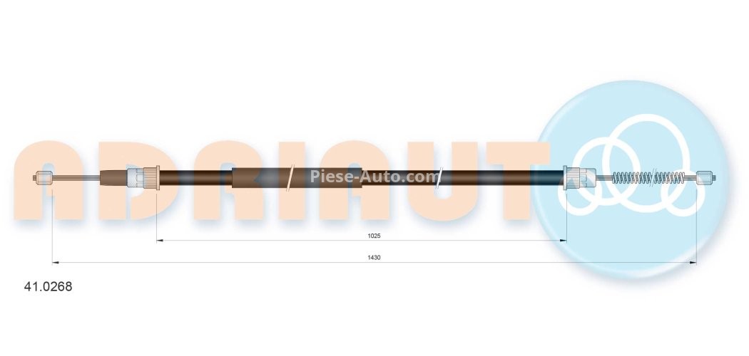 Cablu frână de mână ADRIAUTO, spate, dreapta (1430mm /1025mm) pentru: RENAULT TRAFIC 1.4-2.5D 03.80-03.01