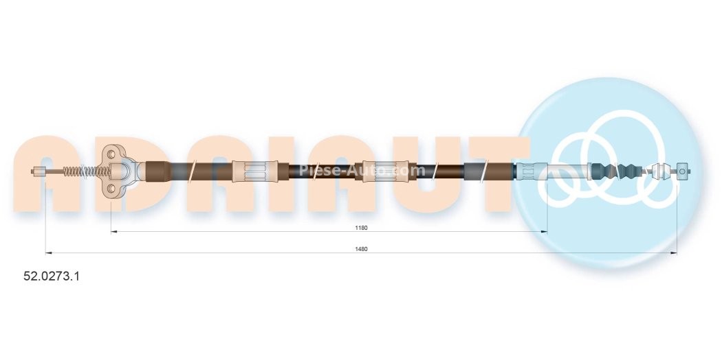 Cablu frână de mână ADRIAUTO, spate, stânga (1500mm /1220mm) pentru: TOYOTA STARLET 1.3 01.96-07.99