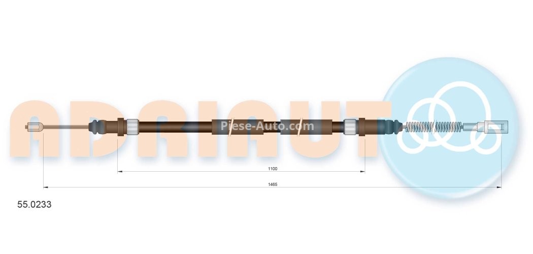 Cablu frână de mână ADRIAUTO, spate, dreapta (1465mm /1100mm) pentru: VW LT 28-35 I 2.0/2.4D/2.7D 04.75-07.92