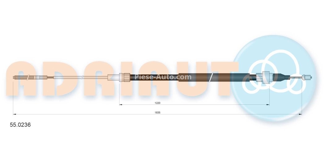 Cablu frână de mână ADRIAUTO, spate, dreapta / stânga (1835mm /1220mm) pentru: VW GOLF II, JETTA II 1.3-1.8 08.83-07.92