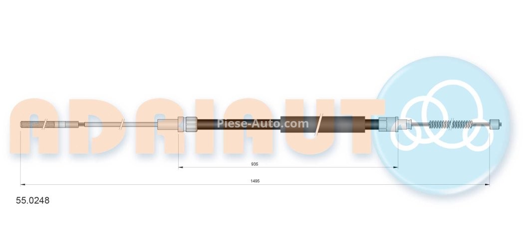 Cablu frână de mână ADRIAUTO, spate, dreapta / stânga (1495mm /935mm) pentru: VW CORRADO, GOLF III, VENTO 1.4-2.9 08.91-04.99