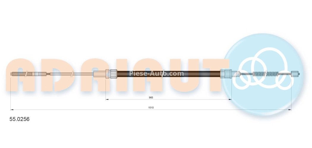 Cablu frână de mână ADRIAUTO, spate, dreapta / stânga (1510mm /965mm) pentru: VW POLO, POLO III, POLO III CLASSIC, POLO/HATCHBACK 1.0-1.9D 10.94-07.02