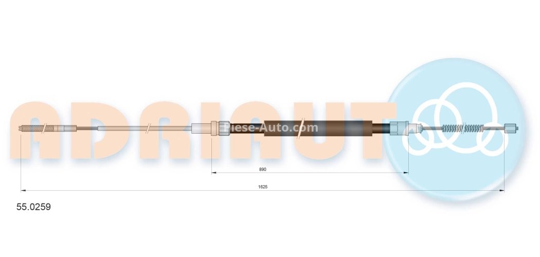 Cablu frână de mână ADRIAUTO, spate, dreapta / stânga (1625mm /890mm) pentru: VW PASSAT B3/B4 1.6-2.8 02.88-05.97