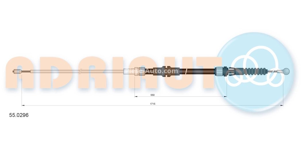 Cablu frână de mână ADRIAUTO, spate, dreapta / stânga (1715mm /550mm) pentru: VW CADDY III, CADDY III/MINIVAN 1.4/1.9D/2.0CNG 09.05-05.15
